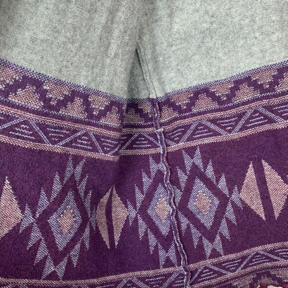 Charming Charlie womens large gray wool aztec fringe cardigan santa fe purple - Picture 9 of 10